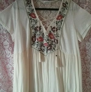 Embroidered Cream Peasant Blouse